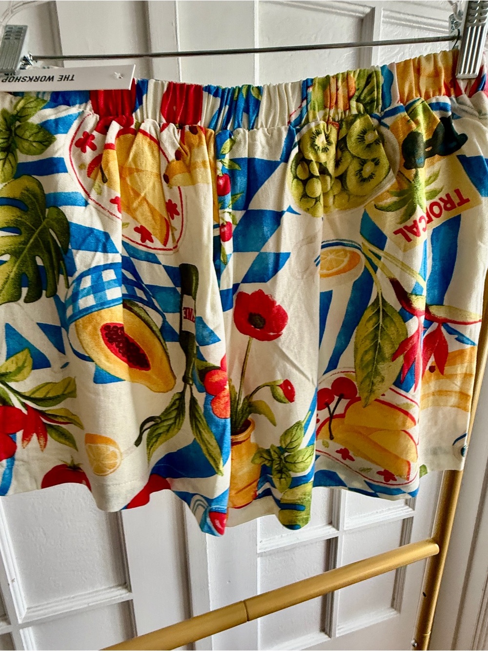 Tropical Print Two Piece Linen Blend Top & Shorts Set Size Large - Picture 5 of 7